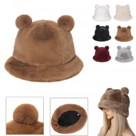 Logo Printed Winter Furry Bucket Hat