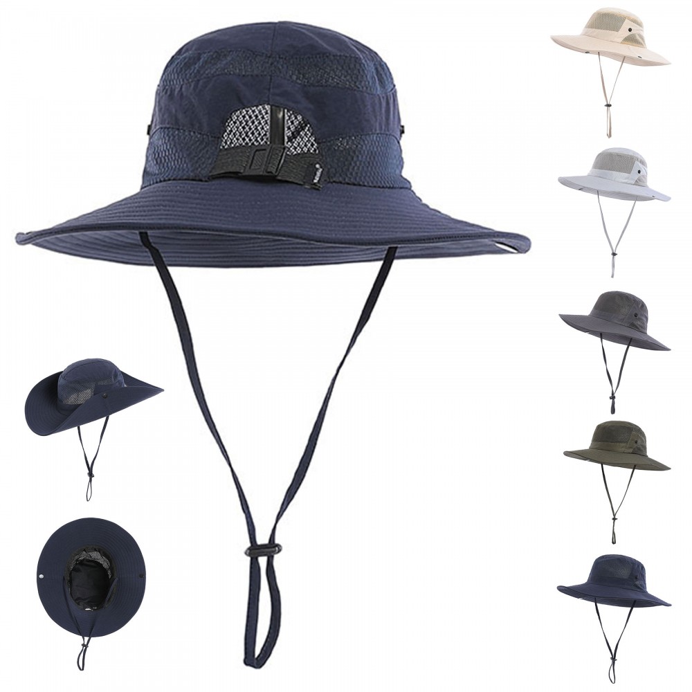 UV Protection Wide Brim Bucket Hat with Logo