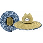 Customized MOQ 10pcs Domestic Straw Hat With Custom Patch - Blue Pattern