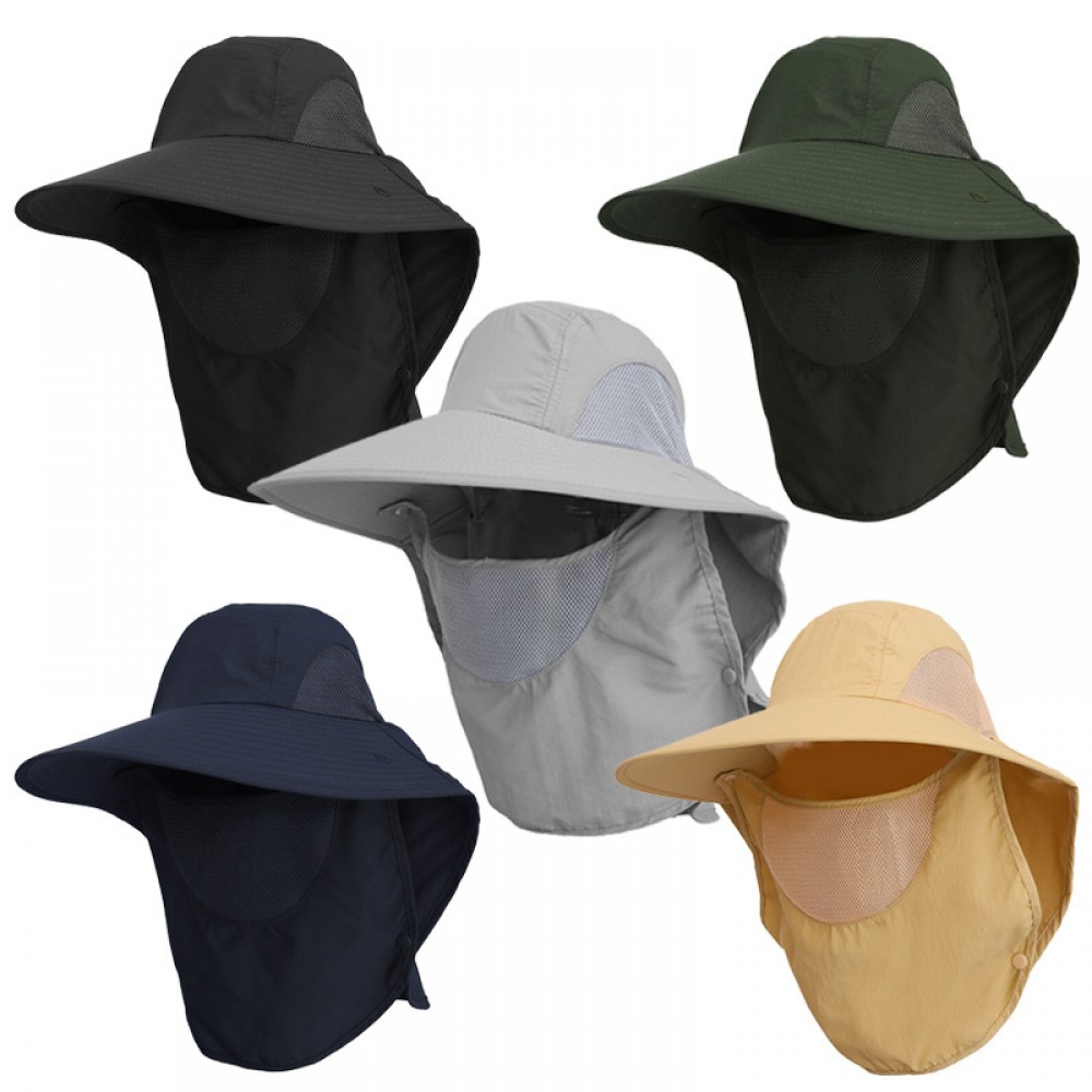 Personalized Cap Circumference:22"-24"(Adjustable ),Wide Brim Sun Fishing Bucket Hat W/ Face Flap