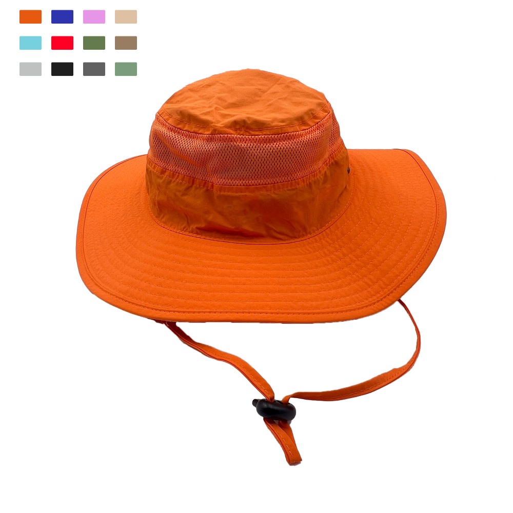 UV Protection Bucket Hat w/ Wide Brim Quick-Dry Nylon Mesh Cap with Logo