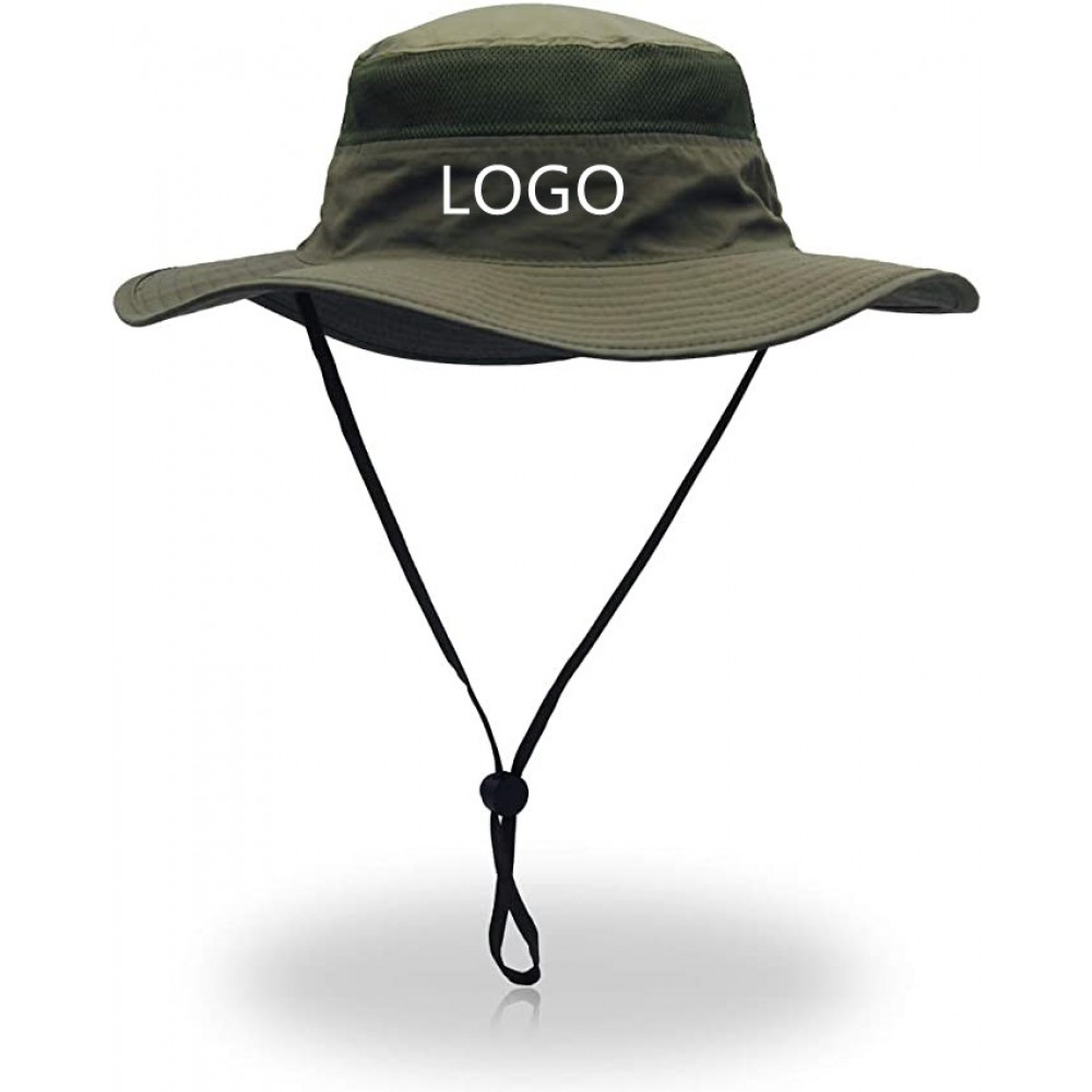 Windproof Fishing Hats UPF50+ UV Protection Sun Cap Outdoor Bucket Mesh Hat with Logo