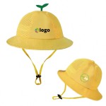 Yellow Sun hat with mesh for primary students/kindergarten with Logo