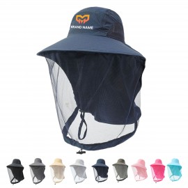 Wide Brim Bucket Hat W/ Head Net with Logo