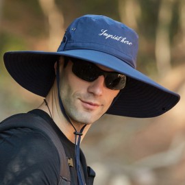 Large Wide Brim Outdoor Fishing Sun Bucket Hat W/ Embroidery with Logo