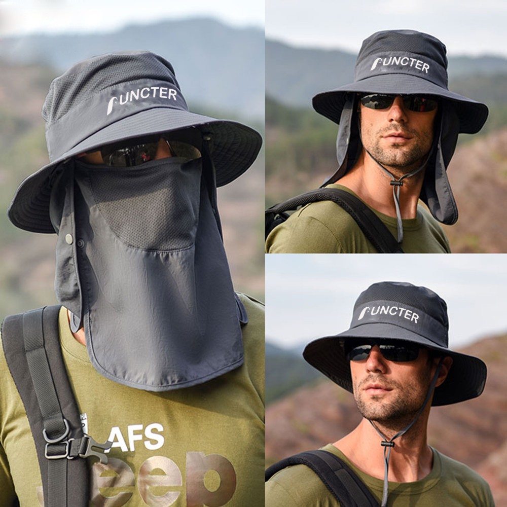 Custom Summer Bucket Hat with Neck Flap Face Cover Custom Summer Bucket Hat with Neck Flap Face Cover
