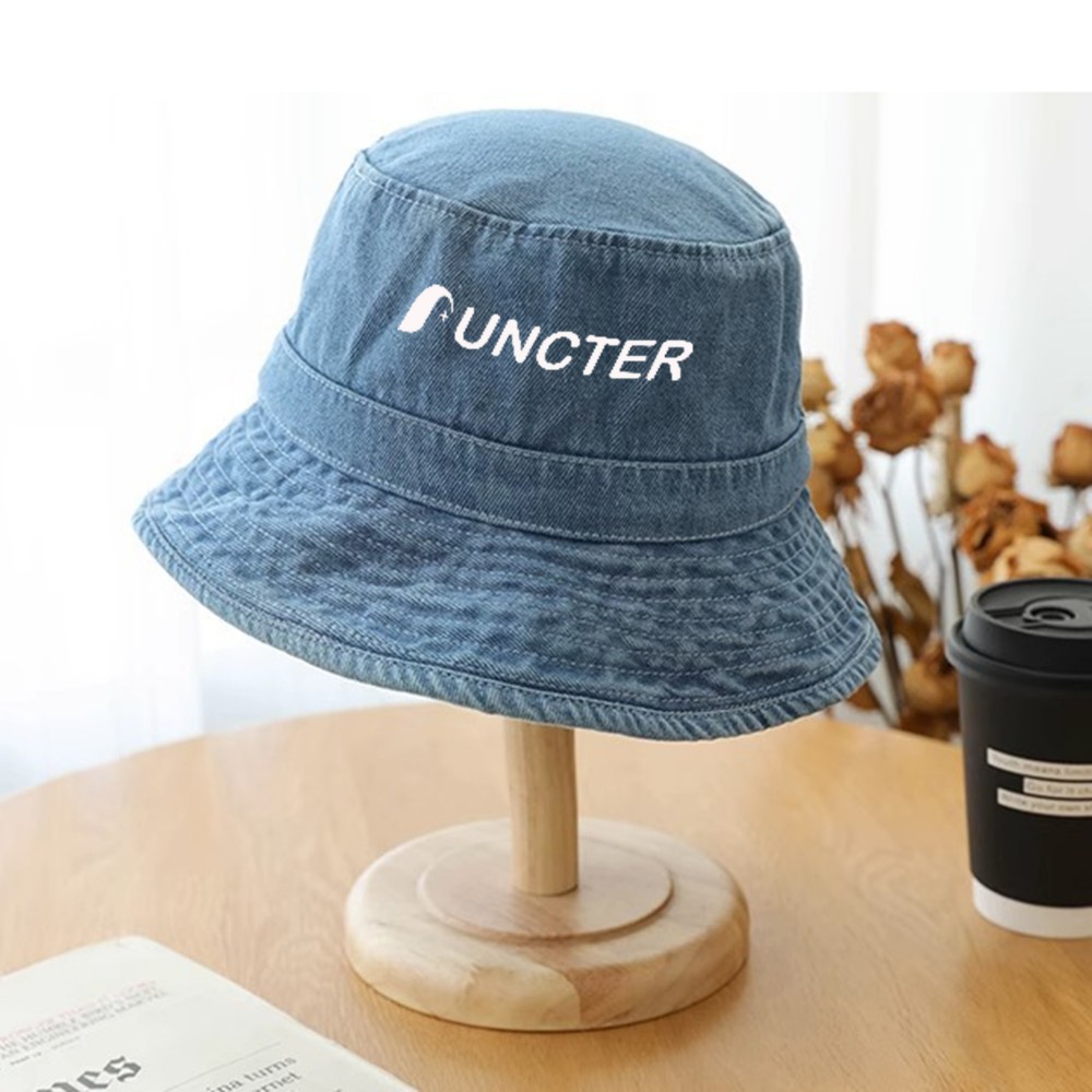 Summer Unisex Bucket Hat Washed Jean Denim Fisherman Hat with Logo Summer Unisex Bucket Hat Washed Jean Denim Fisherman Hat with Logo