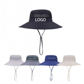 Custom Windproof UV Protection Bucket Beach Mesh Fishing Sun Hat