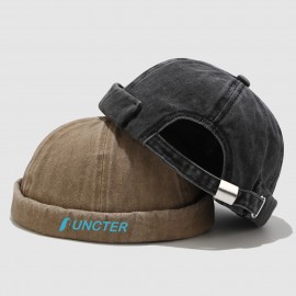 Adjustable Washed Denim Dockers Beanie Brimless Hat with Logo