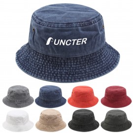 Outdoor Washed Denim Bucket Hat Fisherman Cap with Logo