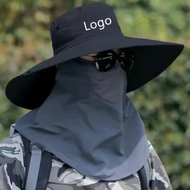 Personalized Face Mask Wide Brim Bucket Hat