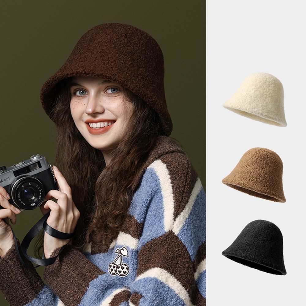 Winter Faux Fur Warmer Fisherman Sheep Felt Bucket Hat with Logo Winter Faux Fur Warmer Fisherman Sheep Felt Bucket Hat with Logo
