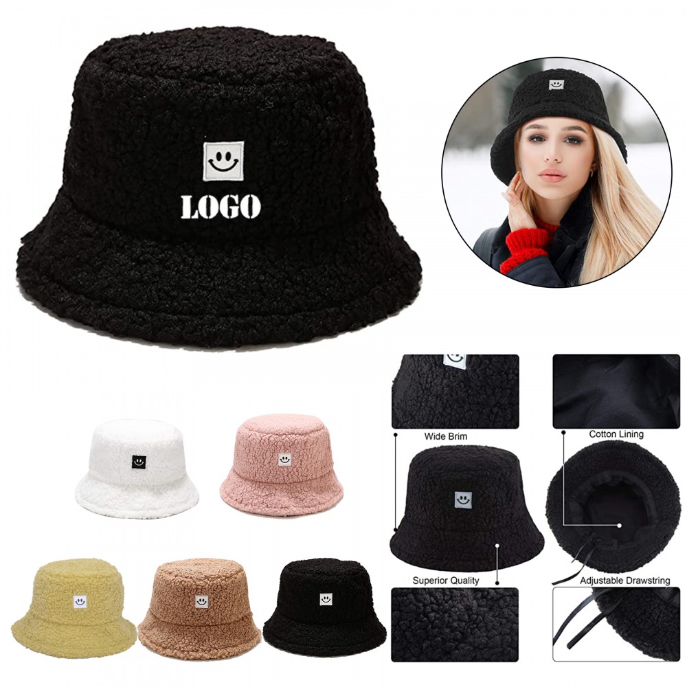 Branded Women Winter Plush Bucket Hats Branded Women Winter Plush Bucket Hats