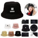 Women Winter Plush Bucket Hats with Logo