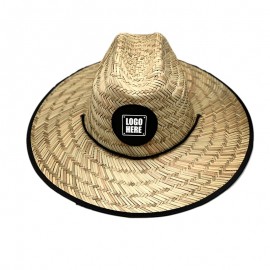 Wide Brim Summer Outdoor Lifeguard Straw Hat w/Various Patch with Logo