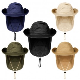 Logo Branded Wide Brim Fishing Bucket Hat W/ Neck Flap