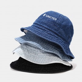 Custom Summer Round Top Washed Denim Jean Bucket Hat Fisherman Cap
