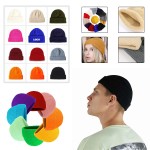 Solid Color Warm Knitted Brimless Hat Branded
