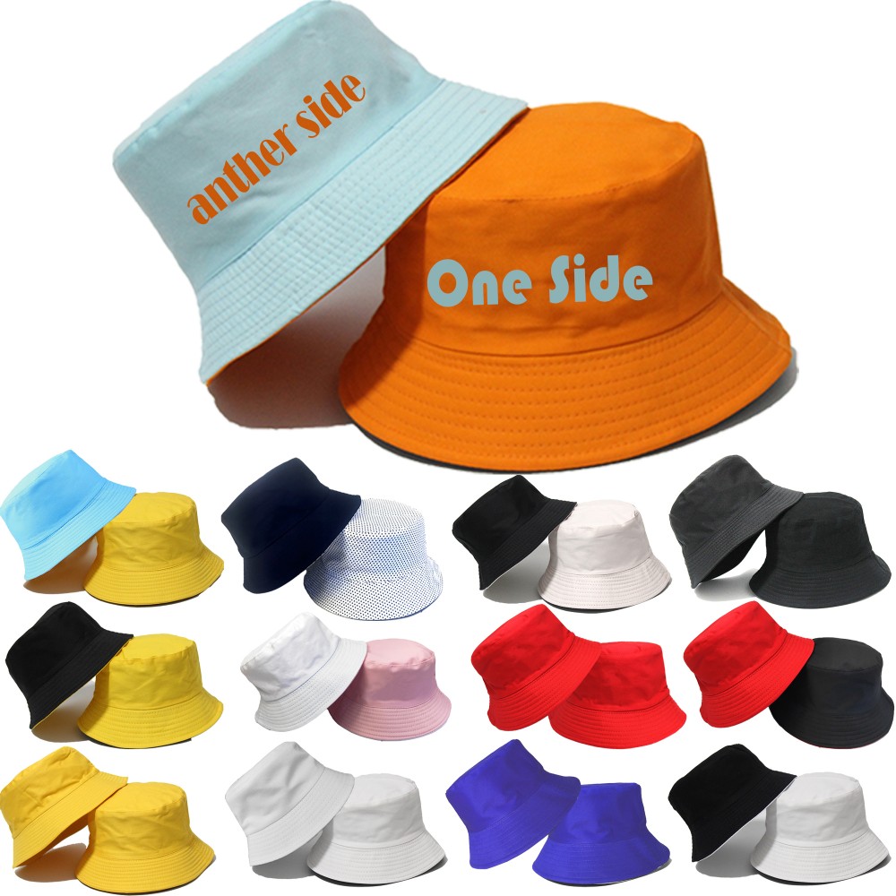 100% Premium Cotton Double-sided Available Foldable Bucket Hat Pack able Cap Custom Imprinted