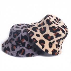 Embroidered Winter Leopard Fuzzy Plush Fisherman Cap