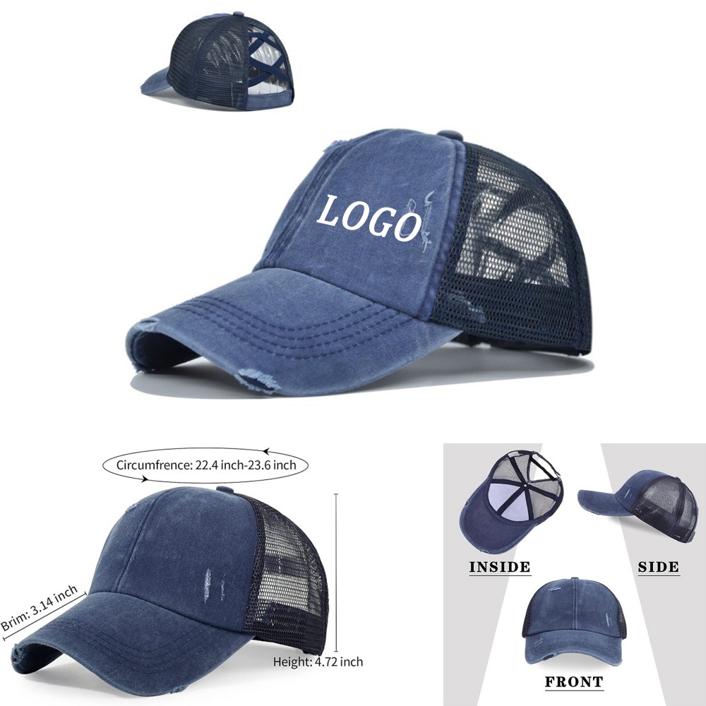 Mesh Ponytail Hat with Logo Mesh Ponytail Hat with Logo