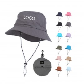Polyester Packable Bucket Hat With Lanyard with Logo