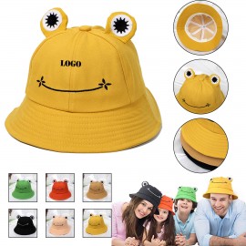 Foldable Wide Brim Cute Frog Bucket Hat Logo Printed  Foldable Wide Brim Cute Frog Bucket Hat Logo Printed