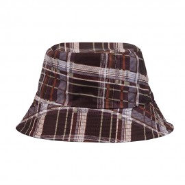 #2 Striped Check Pattern Basin Cap Bucket Hat with Logo  #2 Striped Check Pattern Basin Cap Bucket Hat with Logo