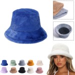 Women Winter Plush Bucket Hat Custom Imprinted