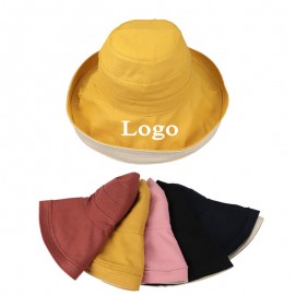 Reversible Bucket Beach Hat with Logo
