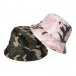 Camouflage Winter Faux Fur Bucket Hat Branded