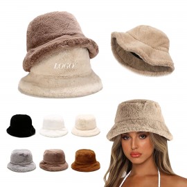 Faux Fur Furry Bucket Hat Branded