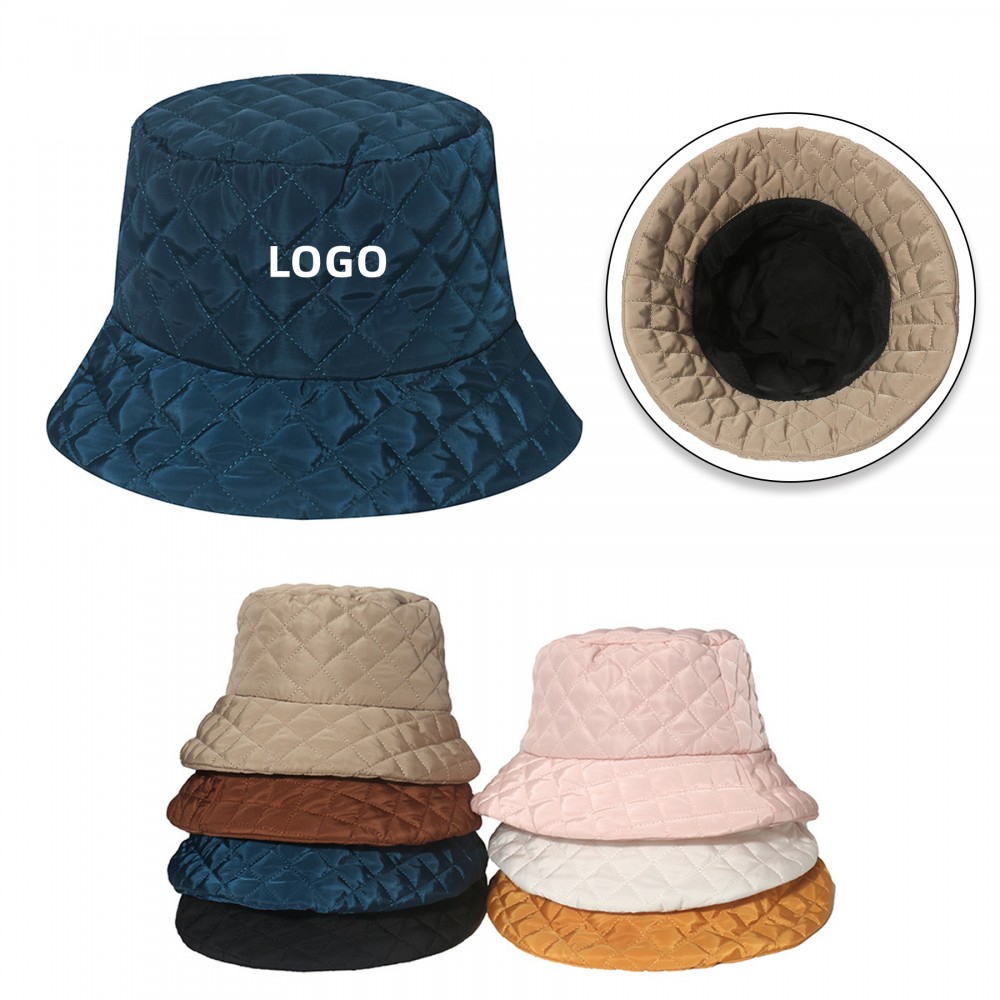 Winter Quilted Plaid Bucket Hat for Women Branded
