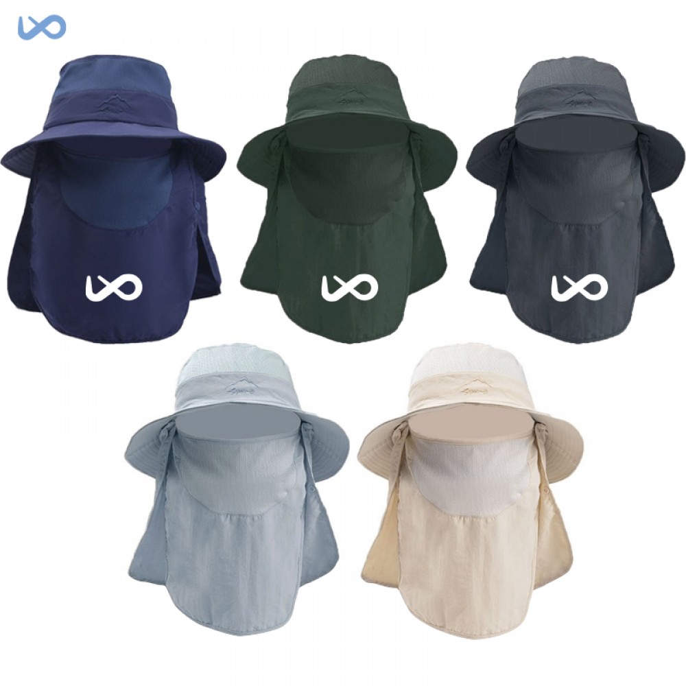 Adult's Unisex Cotton Bucket Hat with Neck Flaps Branded