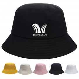 Solid Color Cotton Bucket Hat with Logo