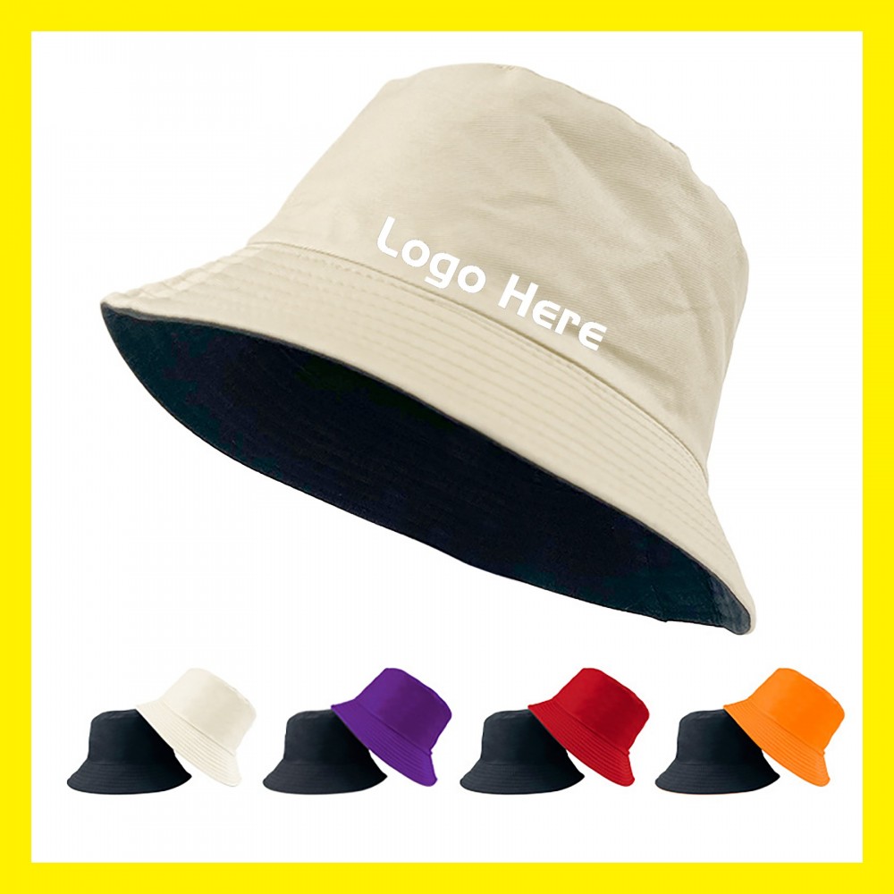 High Quality Double-Sided Cotton Reversible Bucket Hat with Logo