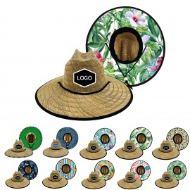 Straw Hat With Custom Patch with Logo