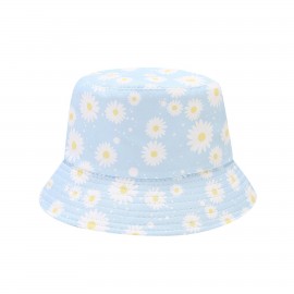 Reversible Cotton Small Flower Pattern Bucket Hat with Logo