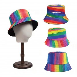 Embroidered 100% Premium Cotton Blend Twill Outdoor Rainbow Bucket Hat