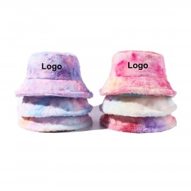 Tie-dye Bucket Hat Warm Winter Hat Fisherman Cap with Logo