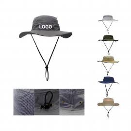 Logo Printed Wide Brim UV Protection Sun Bucket Hat  Logo Printed Wide Brim UV Protection Sun Bucket Hat