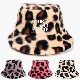 Winter Leopard Print Fisherman Hat with Logo  Winter Leopard Print Fisherman Hat with Logo