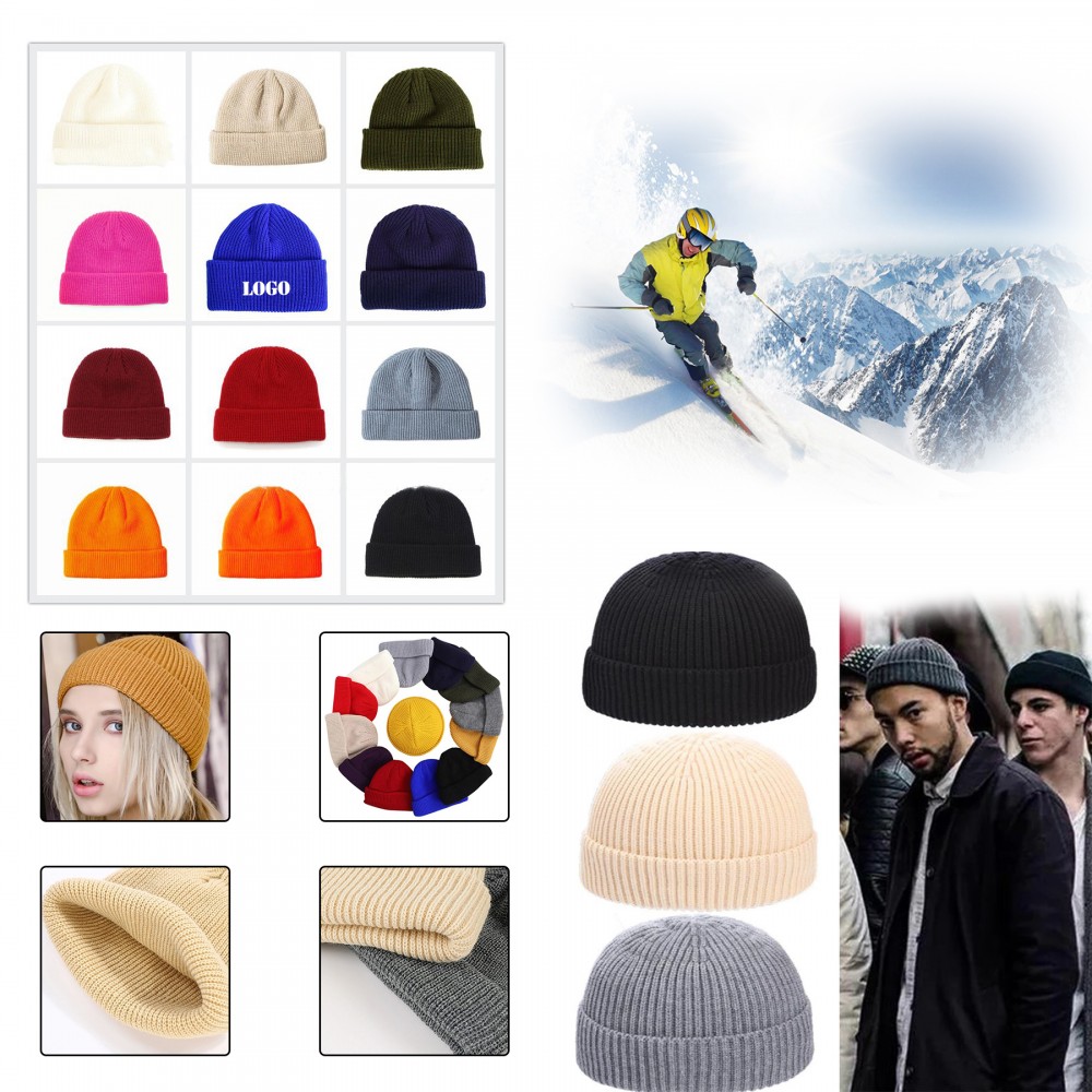 Knit Cuff Short Fisherman Beanies for Winter Branded