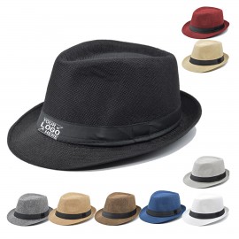 Short Brim Panama Straw Hat with Logo  Short Brim Panama Straw Hat with Logo