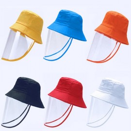 Logo Printed Children's Grid Fisherman Hat with Face Shield  Logo Printed Children