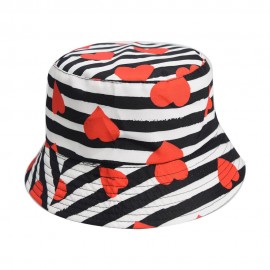 Logo Printed Bucket Hat w/Red Heart Print