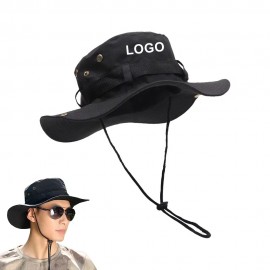 Logo Branded Sun Protection Wide Brim Bucket Hat