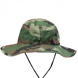 Foldable Cotton Bucket Hat w/Camouflage & Draw Cord Branded