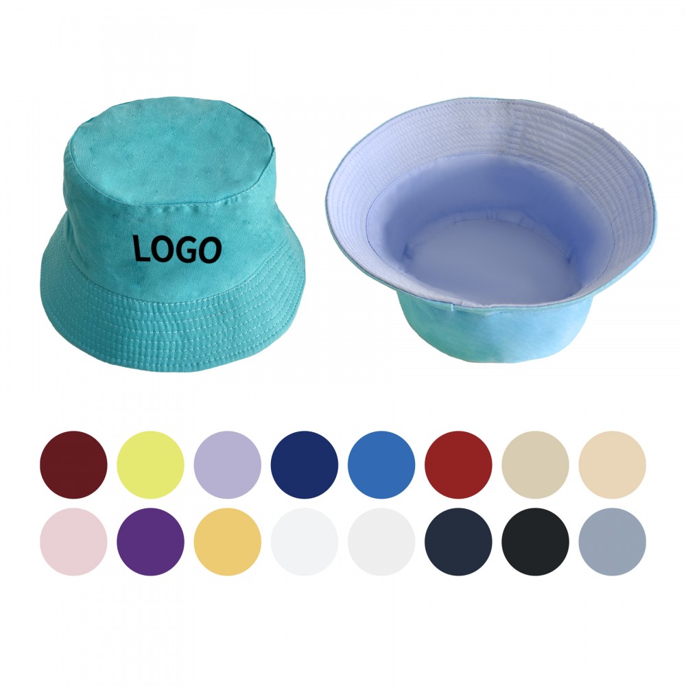 Logo Branded Embroidered Cotton Fisherman Bucket Sun Hat Logo Branded Embroidered Cotton Fisherman Bucket Sun Hat
