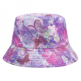 #9 Geometric Tie-dye Butterfly Pattern Basin Cap Bucket Hat with Logo